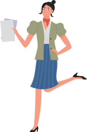 Femme d'affaires avec document  Illustration