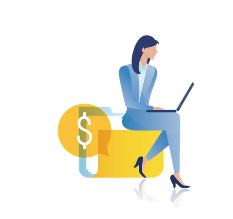 Femme d'affaires avec rapport financier  Illustration