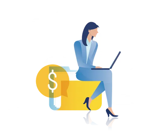 Femme d'affaires avec rapport financier  Illustration