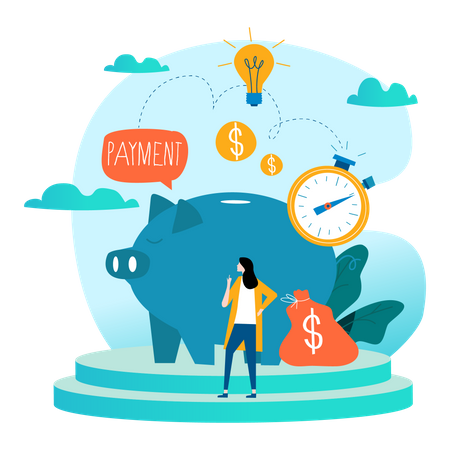 Femme d'affaires avec stratégie d'investissement  Illustration