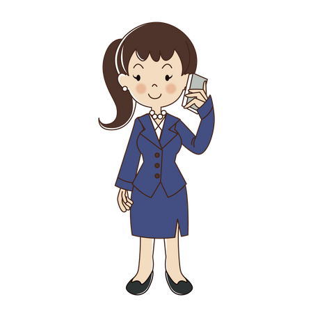 Femme affaires, à, téléphone portable  Illustration