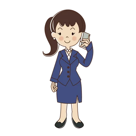 Femme affaires, à, téléphone portable  Illustration