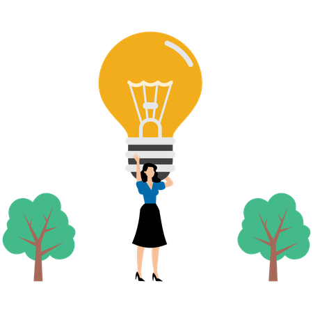 Femme d'affaires avec une idée d'entreprise innovante  Illustration