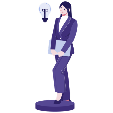 Femme d'affaires avec une idée d'entreprise innovante  Illustration
