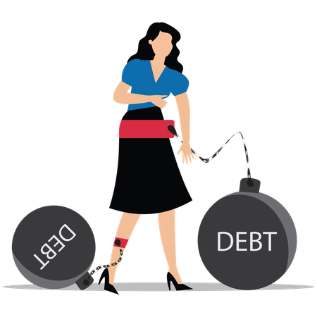 Une femme d'affaires prise au piège de la gestion des fonds d'entreprise  Illustration