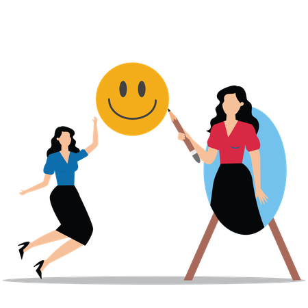 Femme d'affaires ayant une image de soi positive et de confiance  Illustration