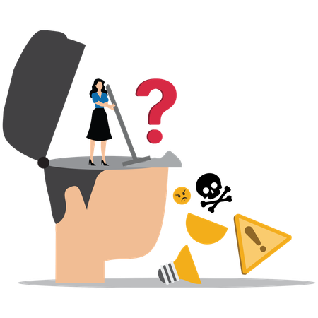 Femme d'affaires confrontée au stress émotionnel  Illustration