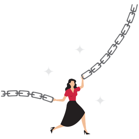 Femme d'affaires connectant la chaîne commerciale  Illustration