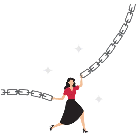 Femme d'affaires connectant la chaîne commerciale  Illustration