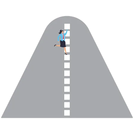 Femme d'affaires créant son propre parcours commercial  Illustration