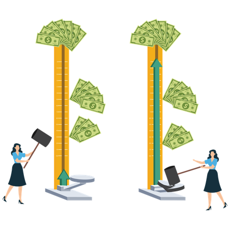 Femme d'affaires cultivant un arbre à argent  Illustration