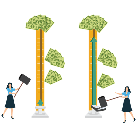 Femme d'affaires cultivant un arbre à argent  Illustration