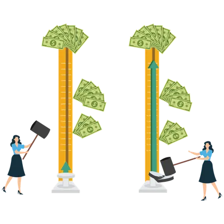 Femme d'affaires cultivant un arbre à argent  Illustration