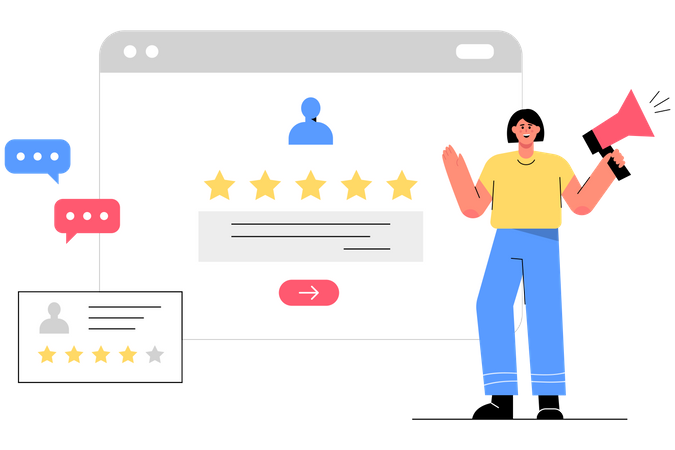 Femme d'affaires demandant des commentaires  Illustration