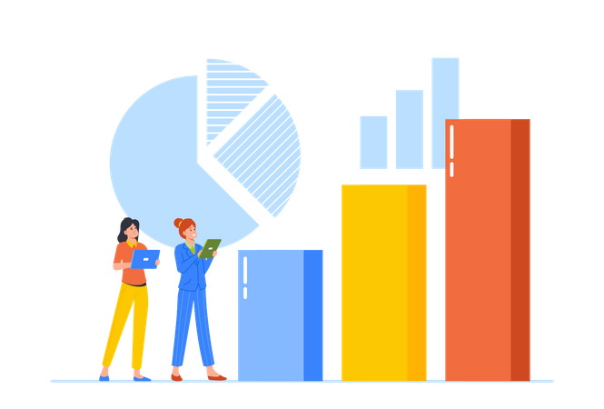 Femme d'affaires faisant une analyse commerciale  Illustration