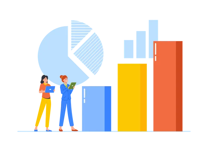 Femme d'affaires faisant une analyse commerciale  Illustration