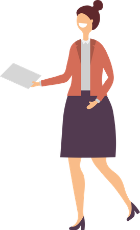 Femme d'affaires donnant un document  Illustration