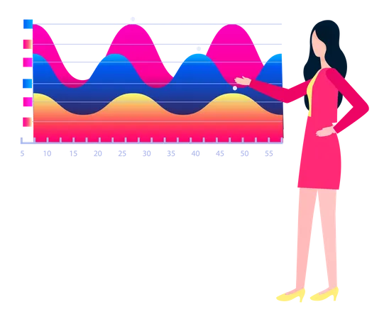 Femme d'affaires donnant une présentation sur l'analyse  Illustration