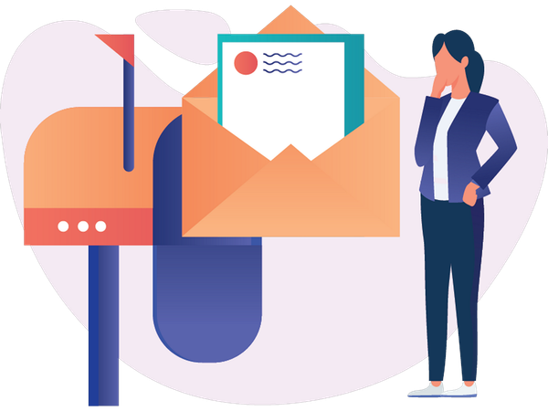 Femme d'affaires envoyant une newsletter commerciale  Illustration