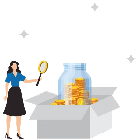 Femme d'affaires évaluant les investissements commerciaux  Illustration