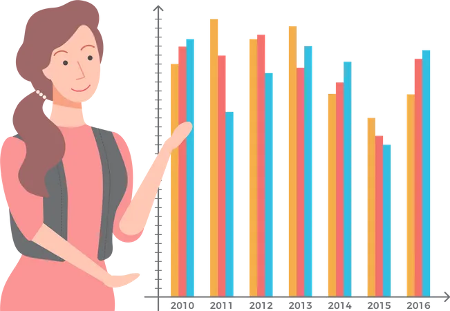 Femme d'affaires explique la gestion des bénéfices de l'entreprise  Illustration