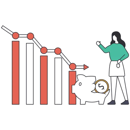 Femme d'affaires face à la crise financière  Illustration