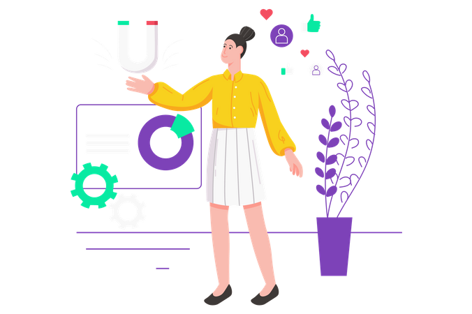 Femme d'affaires faisant du marketing d'entreprise  Illustration