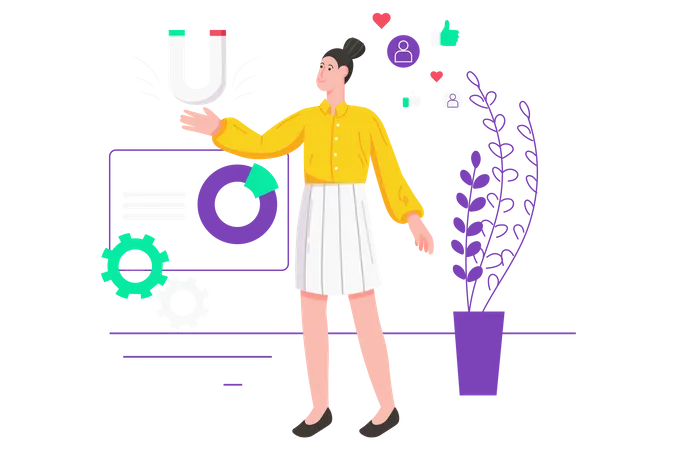 Femme d'affaires faisant du marketing d'entreprise  Illustration