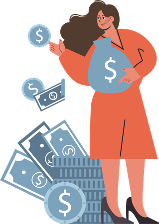 Femme d'affaires faisant de la gestion financière  Illustration