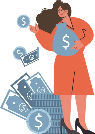 Femme d'affaires faisant de la gestion financière  Illustration