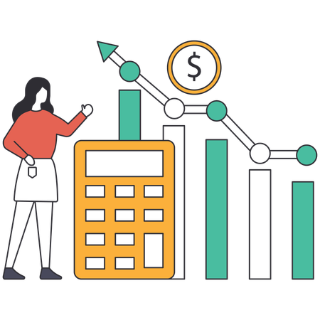 Femme d'affaires faisant une récupération financière  Illustration