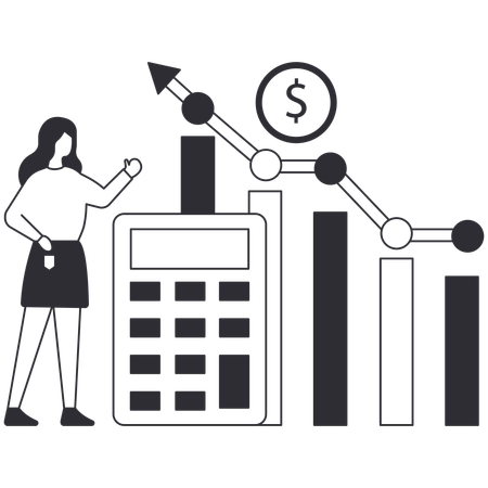 Femme d'affaires faisant une récupération financière  Illustration