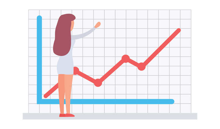 Femme d'affaires effectuant une analyse de croissance  Illustration