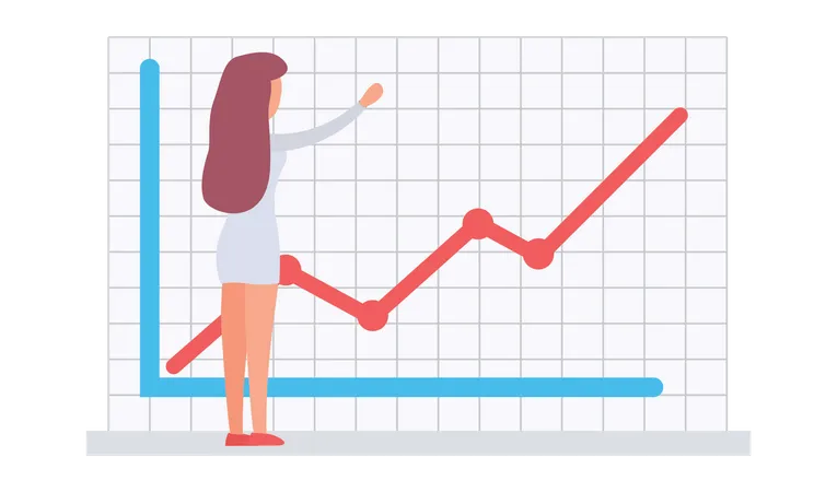 Femme d'affaires effectuant une analyse de croissance  Illustration