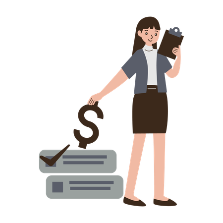 Femme d'affaires faisant la planification financière  Illustration