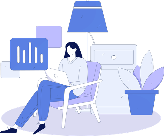 Femme d'affaires fait des analyses commerciales  Illustration