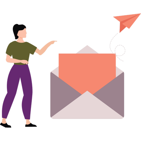 Femme d'affaires fait du marketing par courrier électronique  Illustration