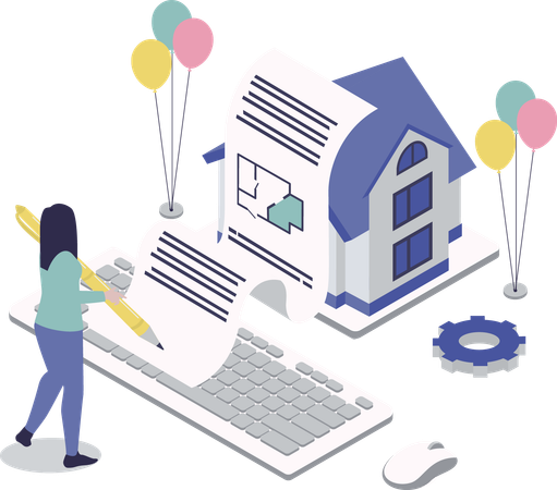 Une femme d'affaires finalise l'achat d'une nouvelle maison  Illustration