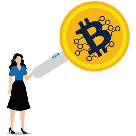 Femme d'affaires Gagner de l'argent avec Bitcoin  Illustration