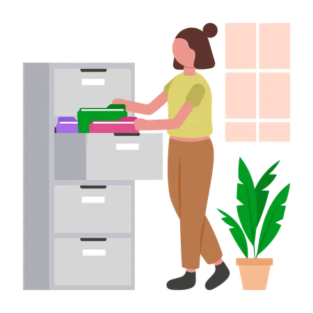 Femme d'affaires gérant des dossiers personnels  Illustration