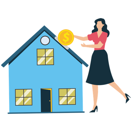Femme d'affaires investissant dans l'immobilier  Illustration