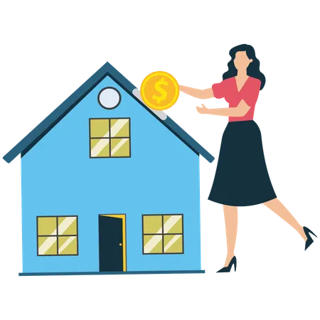Femme d'affaires investissant dans l'immobilier  Illustration