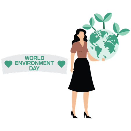 Une femme d'affaires invitant à la protection de l'environnement  Illustration