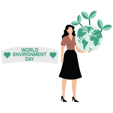 Une femme d'affaires invitant à la protection de l'environnement  Illustration