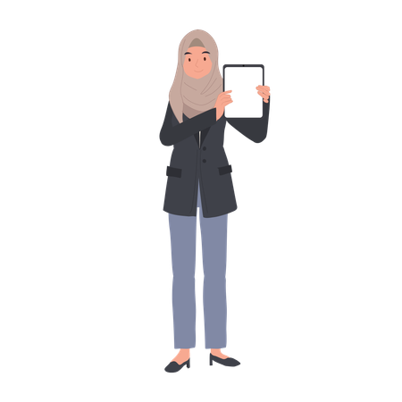 Présentation Femme d'affaires islamique avec tablette Business  Illustration