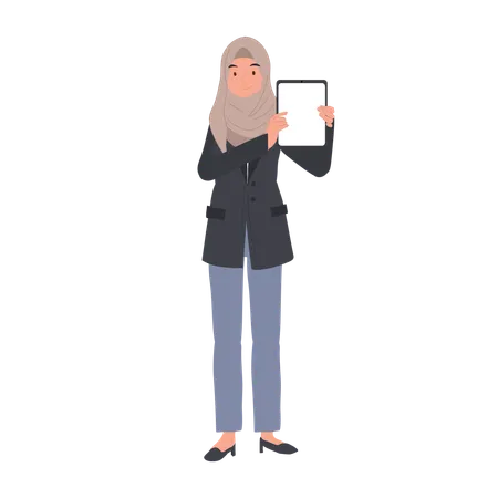 Présentation Femme d'affaires islamique avec tablette Business  Illustration