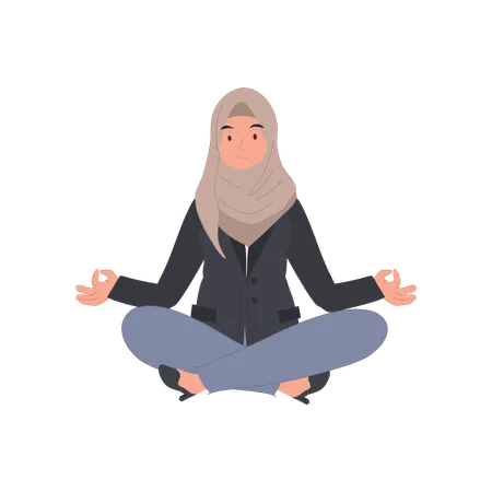 Femme d'affaires islamique tranquille en méditation  Illustration