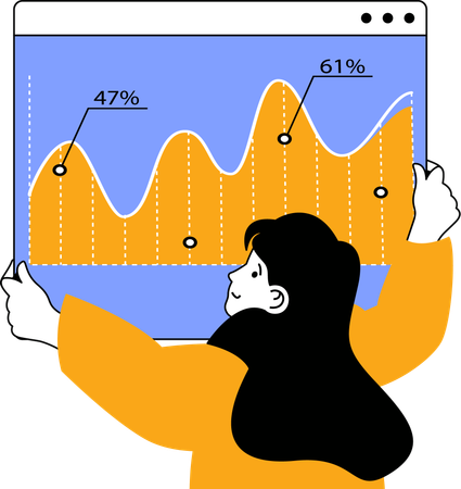 Femme d'affaires montrant un graphique d'analyse de données  Illustration