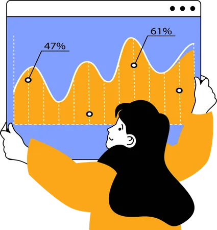 Femme d'affaires montrant un graphique d'analyse de données  Illustration