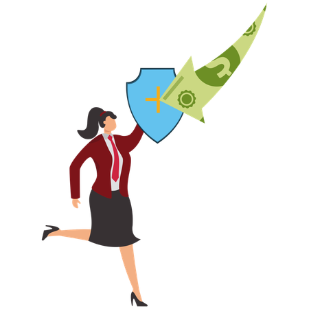 Une femme d'affaires offre une protection contre la crise  Illustration